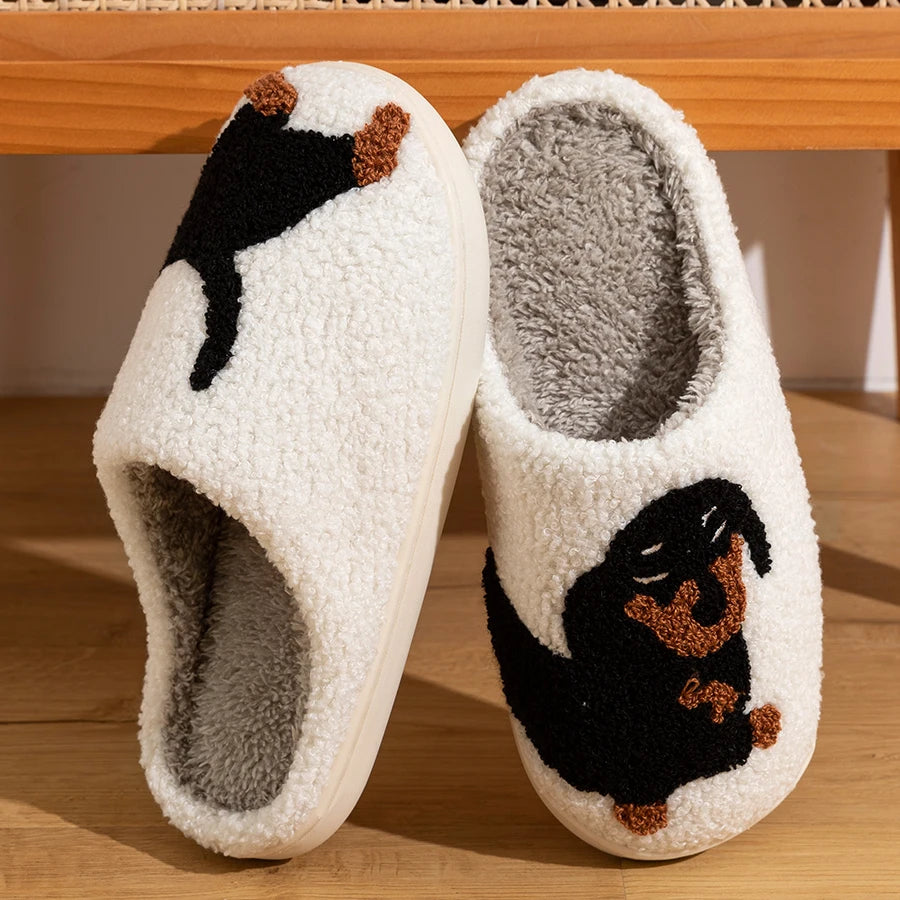 Cozy Dachshund Teddy Slippers
