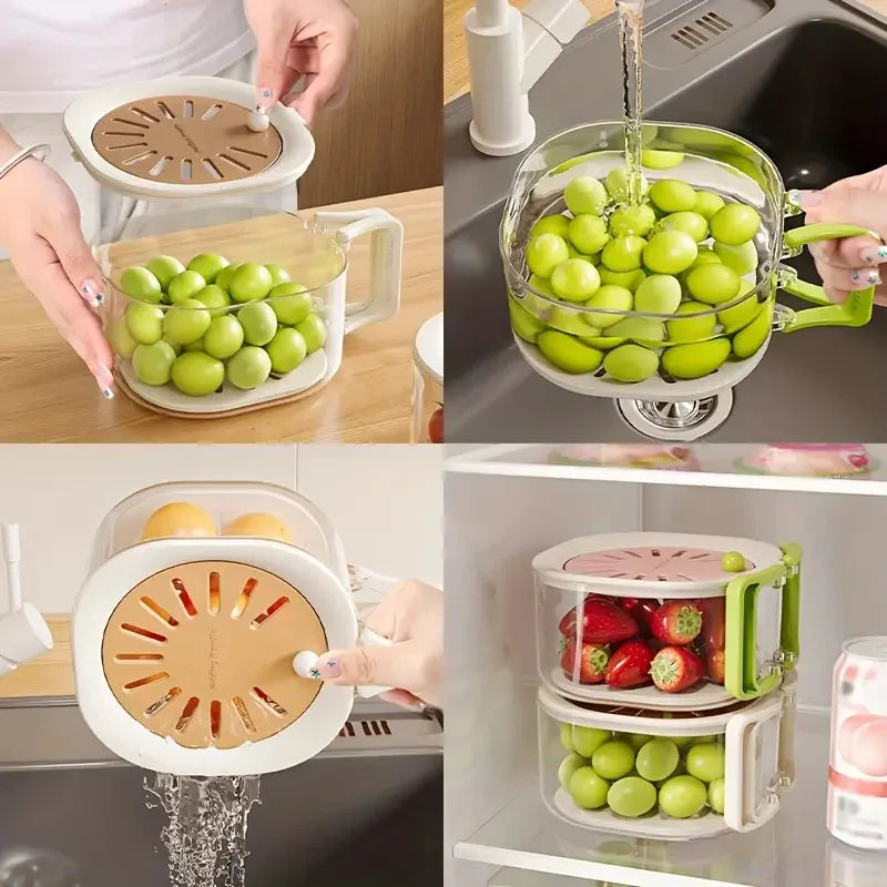 2-in-1 Double Layer Drain Basket Fruit