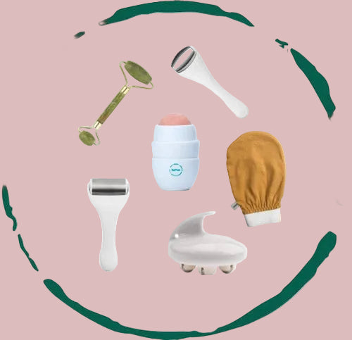 ELVYLOU six-piece skincare essentials set with facial rollers, ice rollers and beauty tools